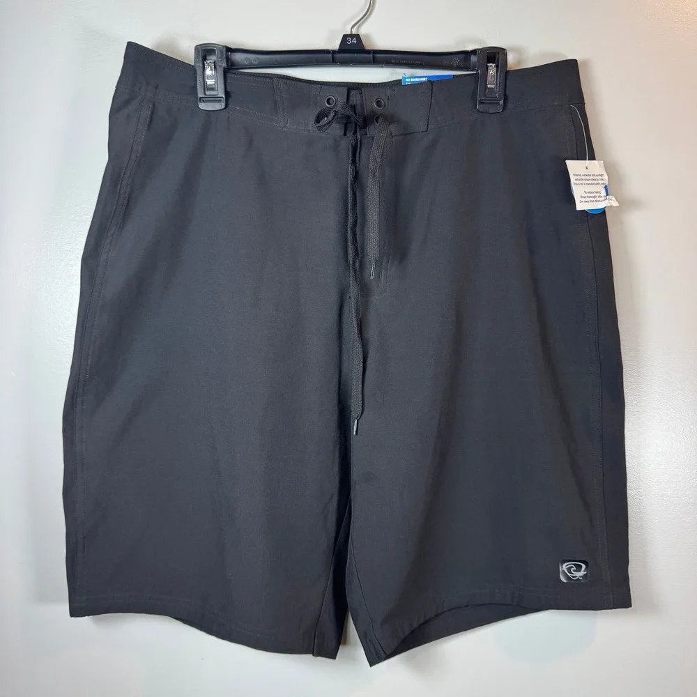 Wave Zone Mens 36 Black Boardshorts Swim Trunks NWT 9.5 Inseam Surf Beach Sporty